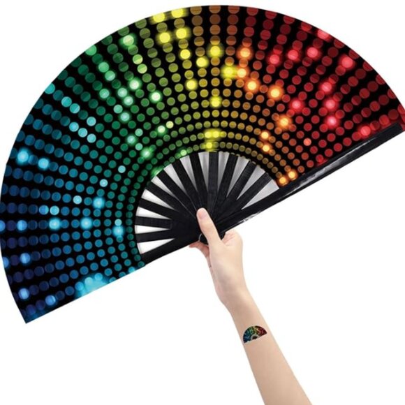Large Folding Hand Rave Fan Popping Fan for Line Dancing Clacking - Picture 1 of 3